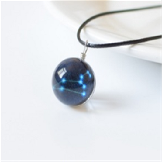 Glow-in-the-Dark Zodiac Necklace with Glass Pendant